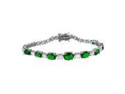 .925 Sterling Silver Rhodium Plated 2 Toned Clear And Green CZ Tennis Bracelet
