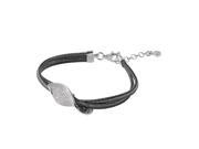 .925 Sterling Silver Black Rhodium Plated Italian Bracelet With Micro Pave CZ Curved Accent