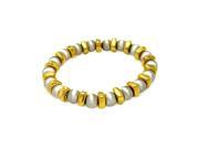 .925 Sterling Silver Rhodium Gold Plated Stretchable Bar Bead Italian Bracelet