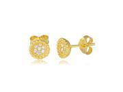.925 Sterling Silver Gold Plated CZ Encrusted Bowl Shape Stud Earrings