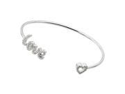 .925 Sterling Silver Rhodium Plated Love Heart Clear CZ Bracelet