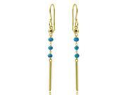 .925 Sterling Silver Gold Plated Dangling 3 Turqouise Bead with Matte Gold Bar Earring .925 Sterling Silver Gold Plated Dangling 3 Turqouise Bead with Matte Gold Bar Earring