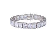 .925 Sterling Silver Rhodium Plated Rectangle Cushion CZ Tennis Bracelet