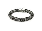 .925 Sterling Silver Black Rhodium Plated Thick Beaded Italian Bracelet