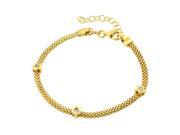 .925 Sterling Silver Gold Plated Three Clear CZ Bracelet