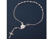 .925 Sterling Silver High Polished Filigree Rosary Anklet 4mm