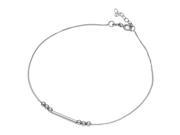 .925 Sterling Silver Rhodium Plated Bar with Trio Bead Design Anklet