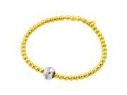 .925 Sterling Silver Rhodium Gold Plated Ball Channel Clear CZ Inlay Bracelet