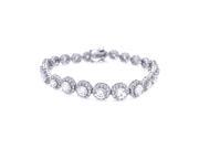 .925 Sterling Silver Rhodium Plated Clear CZ Cluster Bracelet