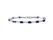 .925 Sterling Silver Rhodium Plated Multi Square Clear and Blue CZ Tennis Bracelet