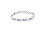 .925 Sterling Silver Rhodium Plated Multiple Open Heart CZ Inlay Bracelet