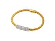 .925 Sterling Silver Gold Plated Pave Set Clear CZ Beaded Italian Bracelet