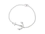 .925 Sterling Silver Rhodium Plated Anchor Bracelet