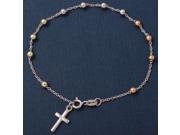 .925 Sterling Silver 3 Toned Rosary Bracelet