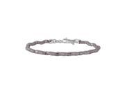.925 Sterling Silver Black Rhodium Plated Mesh and Wrapped Embedded CZ Slim Italian Bracelet