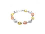 .925 Sterling Silver Rhodium Plated Multiple Multicolor Round Bracelet