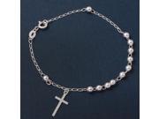 .925 Sterling Silver High Polished Rosary Bracelet 4mm