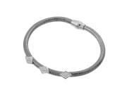 .925 Sterling Silver Rhodium Plated Three Marqui Clear CZ Inlay Bracelet