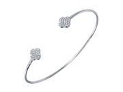 .925 Sterling Silver Rhodium Plated CZ Clover Shaped Cuff Bracelet