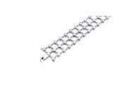 .925 Sterling Silver Rhodium Plated Clear CZ Open Square Link Bracelet
