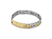Stainless Steel Gold Plated Cross Link ID Bracelet