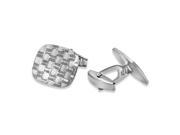 .925 Sterling Silver Rhodium Plated Rounded Rectangle DC Weave Design Cufflink
