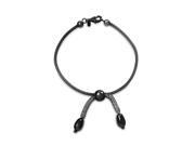 .925 Sterling Silver Black Rhodium Plated Italian Three Middle Beads Bracelet