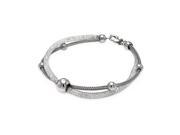 .925 Sterling Silver Two Tone Rhodium Plated Italian Two Strand Multiple Graduate Beads Bracelet