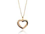 .925 Sterling Silver Black Gold Rhodium Plated Open Heart CZ Necklace