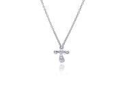 .925 Sterling Silver Clear CZ Rhodium Plated Cross Pendant Necklace