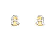 14K Two Tone Gold Jesus Face Post Earrings