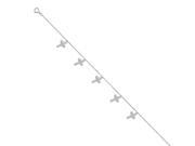 14K White Gold Dangle Cross CZ Chain Anklet - 9+1 14K White Gold Dangle Cross CZ Chain Anklet - 9+1
