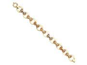 14K Tri Color Gold Fancy Hollow CZ Women s Bracelet 7.5