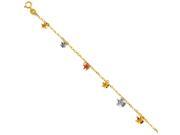 14K Tri Color Gold Light Women s Chain Bracelet with Flower 7 1