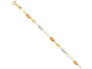 14K Tri Color Gold Light Women s Bracelet with Oval Ball 7 1