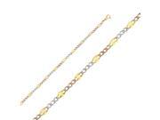 14K Tri-Color Gold 3.7mm Stamp Figaro 3+1 DC Chain Necklace - 22 14K Tri-Color Gold 3.7mm Stamp Figaro 3+1 DC Chain Necklace - 22