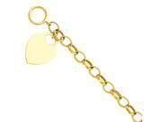 14K Yellow Gold Light Hollow Women s Bracelet with Heart Pendant 7.5