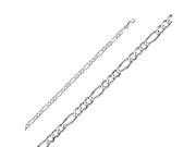 14K White Gold 4mm Figaro 3 1 Concave Chain Necklace 7.5