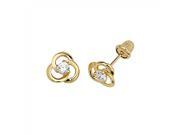 14k Yellow Flower CZ Stud Earrings - Screw Back 14k Yellow Flower CZ Stud Earrings - Screw Back