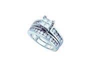 14kt White Gold Womens Princess Diamond Bridal Wedding Engagement Ring Band Set 1-1/2 Cttw (Ring Size 7) 14kt White Gold Womens Princess Diamond Bridal Wedding Engagement Ring Band Set 1-1/2 Cttw (Ring Size 7)