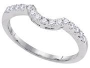 0.28 Ctw Diamond 14kt White Gold Womens Round Diamond Curved Band Wedding Anniversary Ring