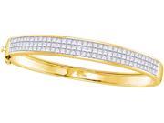 6.01 CTW Diamond 14kt Yellow Gold Womens Princess Diamond Luxury Bangle Bracelet