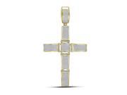 1.47 CTW Diamond 10kt Yellow Gold Mens Round Diamond Roman Cross Faith Charm Pendant