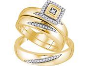0.2 Ctw Diamond 10kt Yellow Gold His & Hers Round Diamond Round Matching Bridal Wedding Ring Band Set 0.2 Ctw Diamond 10kt Yellow Gold His & Hers Round Diamond Round Matching Bridal Wedding Ring Band Set