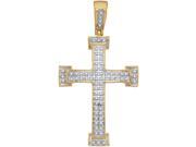 0.20 CTW Diamond 10kt Yellow Gold Mens Round Diamond Roman Cross Faith Charm Pendant