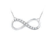 0.1 CTW Diamond 10kt White Gold Womens Round Diamond Infinity Pendant Necklace