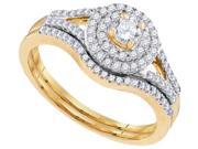 10k Yellow Gold Womens Round Diamond Concentric Halo Bridal Wedding Engagement Ring Set 1/2 Cttw (Ring Size 5) 10k Yellow Gold Womens Round Diamond Concentric Halo Bridal Wedding Engagement Ring Set 1/2 Cttw (Ring Size 5)