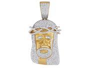1.20 CTW Diamond 10kt Yellow Gold Mens Round Diamond Jesus Head Messiah Charm Pendant