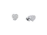0.33 CTW Diamond 10kt White Gold Womens Diamond Heart Love Earrings