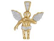 0.15 CTW Diamond 10k Yellow Gold Mens Diamond Polished 3D Guardian Angel Cherub Charm Pendant